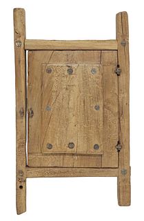 RUSTIC ARCHITECTURAL WOOD WINDOW FRAME, 19TH C.