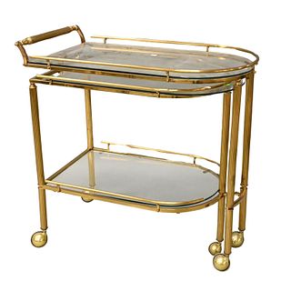 French Brass and Glass Bar Cart