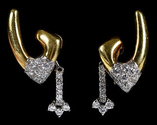 Cellino 18kt. and Platinum Diamond Earrings 