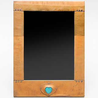 Arts and Crafts Brass and Enamel Picture Frame 