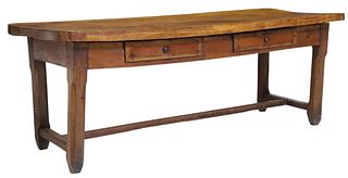 FRENCH PROVINCIAL FARMHOUSE TABLE, 78.5"L
