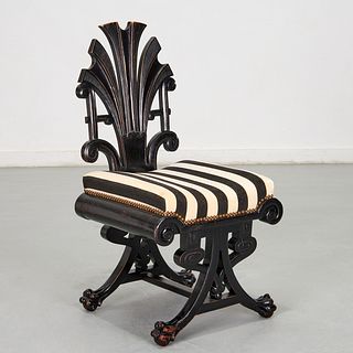 Unusual Aesthetic Movement lacquer hall chair