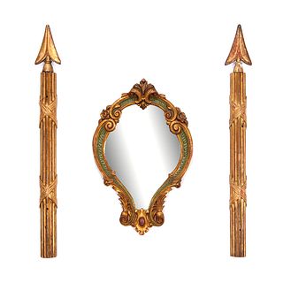 Italian giltwood mirror and wall appliques