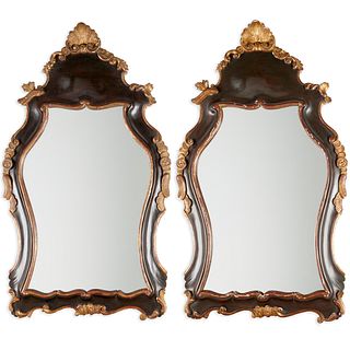 Pair Italian Rococo style parcel gilt pier mirrors