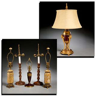 Group (6) table lamps, incl. Pairpoint