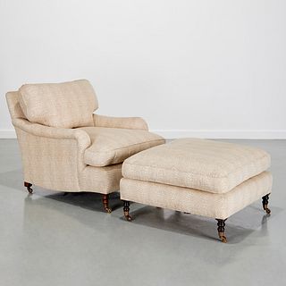 George Smith (attrib) lounge chair and ottoman