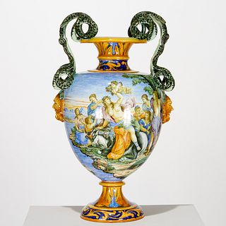 Large Italian majolica "Europa" vase