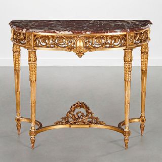 Antique Louis XVI style giltwood console