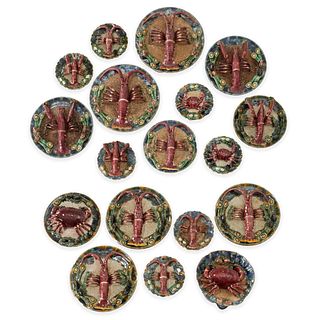 Collection (18) Palissy Ware majolica plates