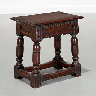 Antique William & Mary style oak joint stool