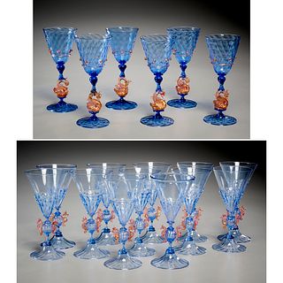 Group Salviati (attrib) Murano glass stemware