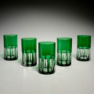 Hermes, Paris, (5) emerald cut glass tumblers