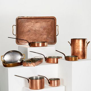 Antique copper cookware collection, incl. DH&M Co.