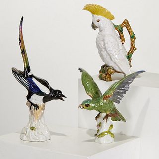 Porcelain bird group, incl. Brownfield cockatoo