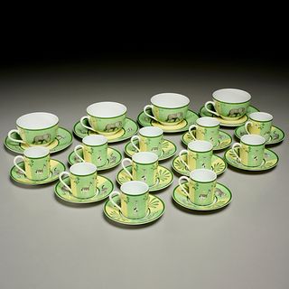 Group Hermes 'Africa' porcelain cups and saucers