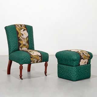 George Smith style slipper chair and ottoman