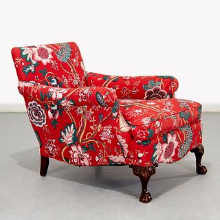 Nice Edwardian red chintz lounge chair