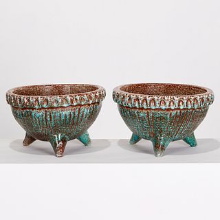 Pair Accolay Mid-Century ceramic jardinieres