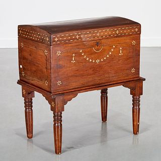 Dutch Colonial inlaid chest on stand