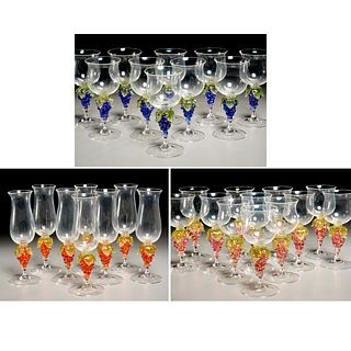 Group Murano glass 'Grape Cluster' stemware