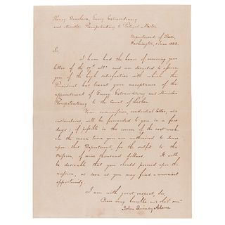 John Quincy Adams Letter Signed to Henry Dearborn, the New United States Minister to Portugal