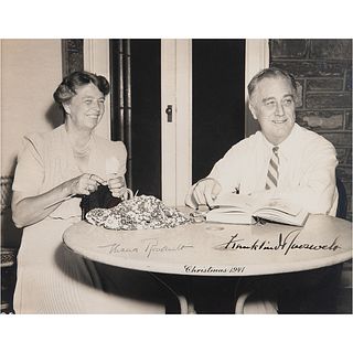Franklin and Eleanor Roosevelt Signed Photograph as President and First Lady - a rare dual-signed 1941 Christmas portrait from the White House