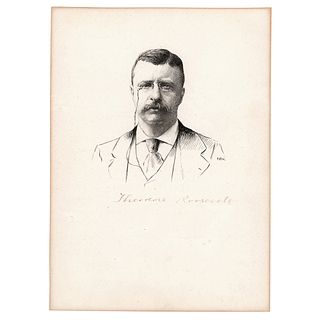 Theodore Roosevelt Signed Original Sketch by Robert Kastor
