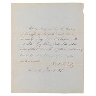 President U. S. Grant Writes to the Sultan of the Ottoman Empire