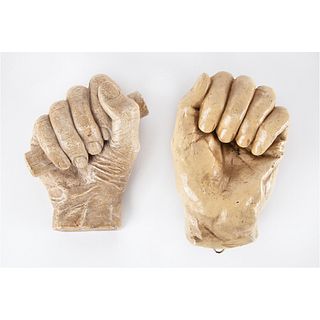 Abraham Lincoln Plaster Casts of His Left and Right Hands, Made by Sculptor Leonard Volk