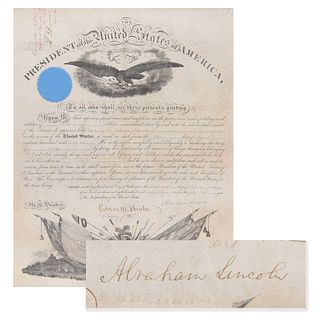 President Abraham Lincoln Signed Document, Dating to His Issuance of General War Order No. 1 and the Advancement of All Land and Sea Forces