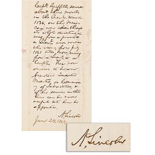 Abraham Lincoln Autograph Endorsement Signed as President Promoting a Wounded Captain