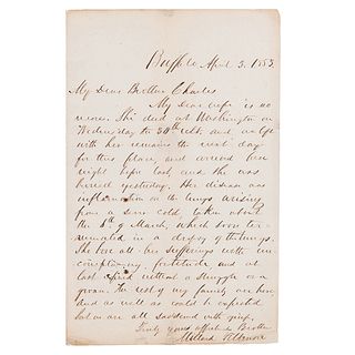 Millard Fillmore Autograph Letter Signed on the Death of the Former First Lady: "My dear wife is no more"