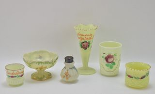 COLLECTION OF 6 ASSORTED PIECES OF CUSTARD GLASS