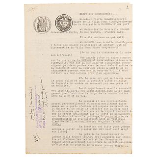 Coco Chanel Rare Document Signed for Cannes Couture Workshop Lease