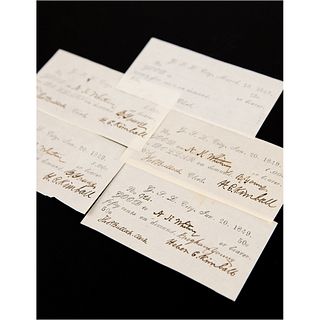 Brigham Young Rare Complete Set of Signed 1849 Mormon Currency &#39;White Notes&#39;