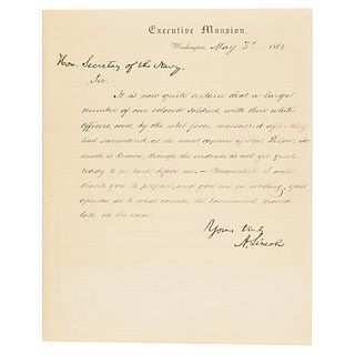 Abraham Lincoln Letter Signed as President on Fort Pillow Massacre of Black Soldiers by Rebels