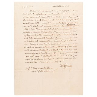 Thomas Jefferson Autograph Letter Signed as President on "the Western road" - The First Federally Funded Highway