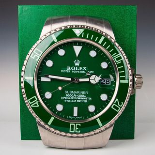 Rare Rolex Dealer Display Hulk Green Submariner Wall Clock