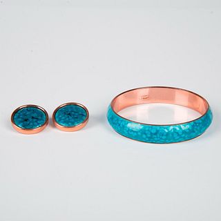 3pc Matisse Renoir Copper & Enamel Bracelet & Earrings