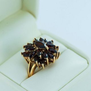 Fancy Gold Sterling Silver and Garnet Ring