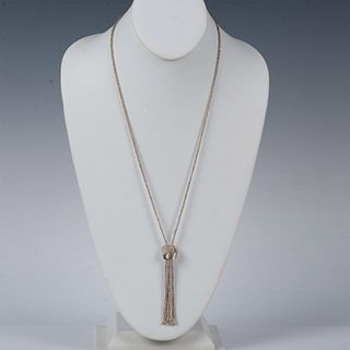 Elegant Silver Metal Knot Tassel Necklace