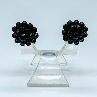 Pair of Vintage Black Sphere Floret Screw Back Earrings
