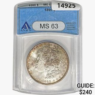 1890 Morgan Silver Dollar ANACS MS63 