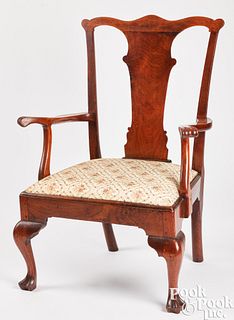 Pennsylvania Queen Anne walnut necessary armchair