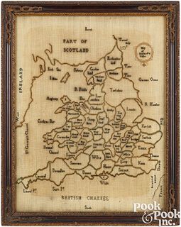 Early English needlework Map of England and Wales