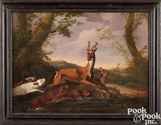 Oil on canvas English hunt scene, 18th c.