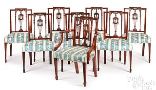 Eight New York Federal mahogany dining chairs