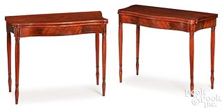 Pair of New England Sheraton card tables