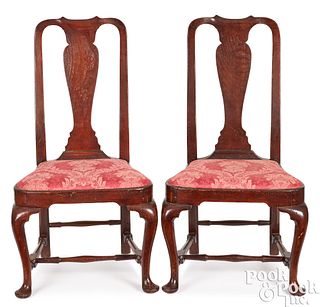Pair of Massachusetts Queen Anne dining chairs