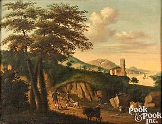 Oil on canvas landscape, ca. 1800